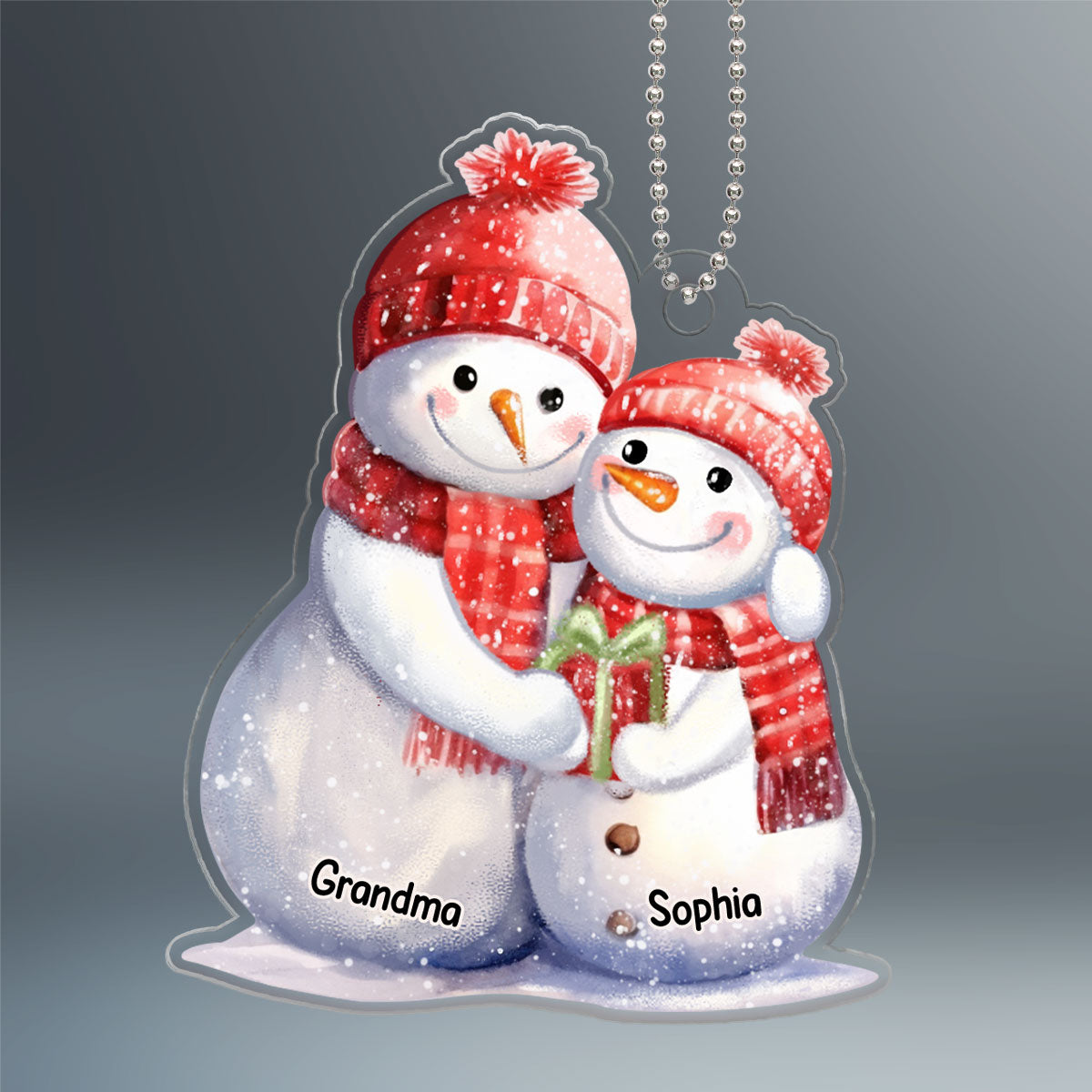 Snowman Grandma Grandkid Personalized Acrylic Ornament