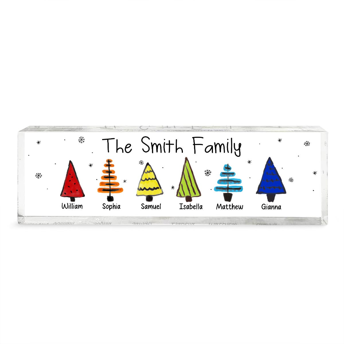 Colorful Christmas Tree Family Acrylic Desk Name Plate, Christmas Decoration
