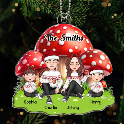 Mushroom Family Christmas Personalized Acrylic Ornament