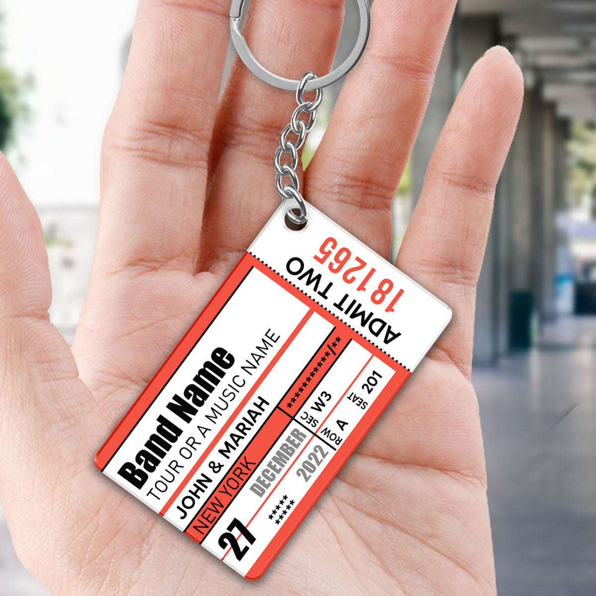 Custom Concert Stub Ticket Keepsake Personalized Acrylic Keychain