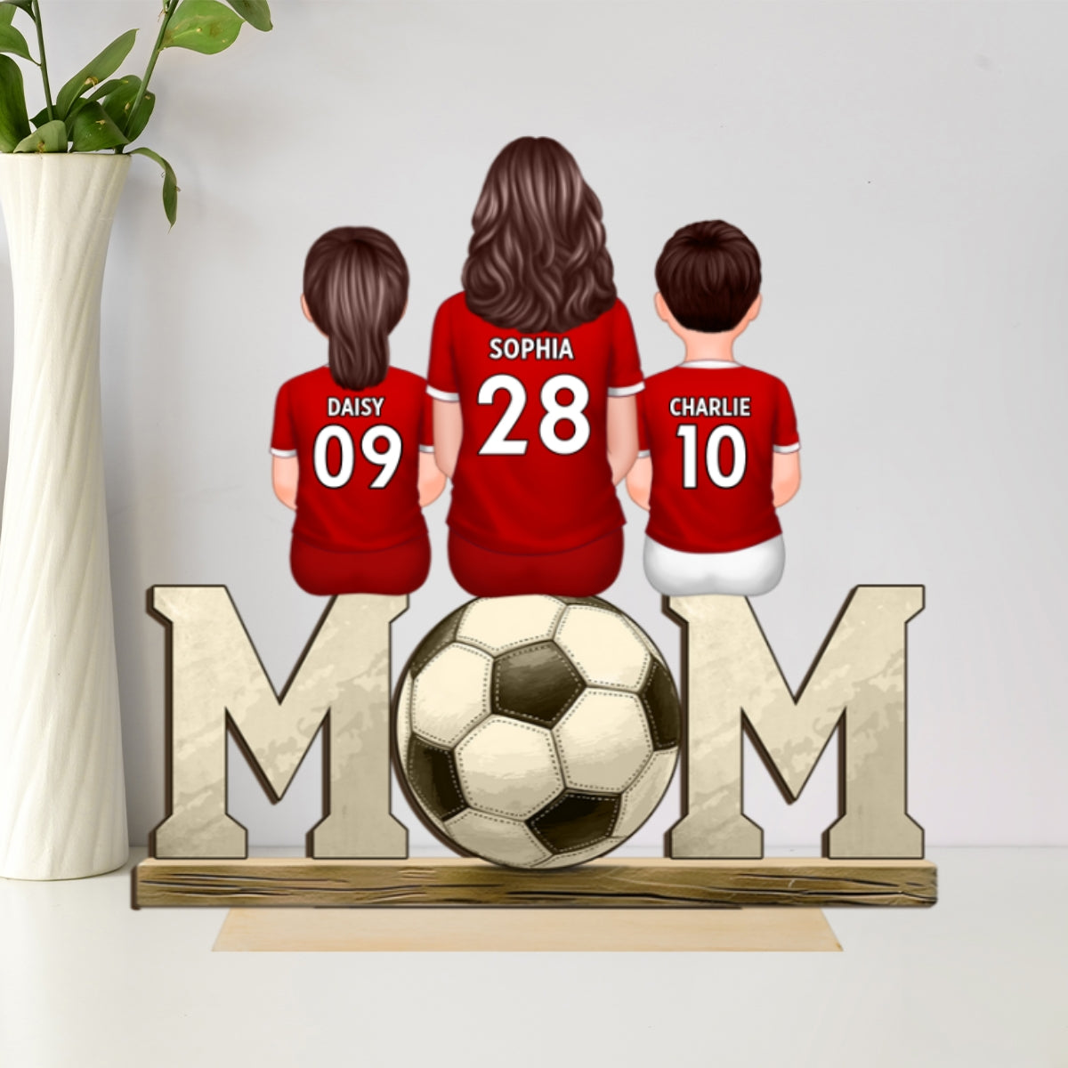 Soccer Mom And Kids - Personalized 2-Layered Wooden Plaque - Gift for Mom, Gift for Grandma, Gift for Wife