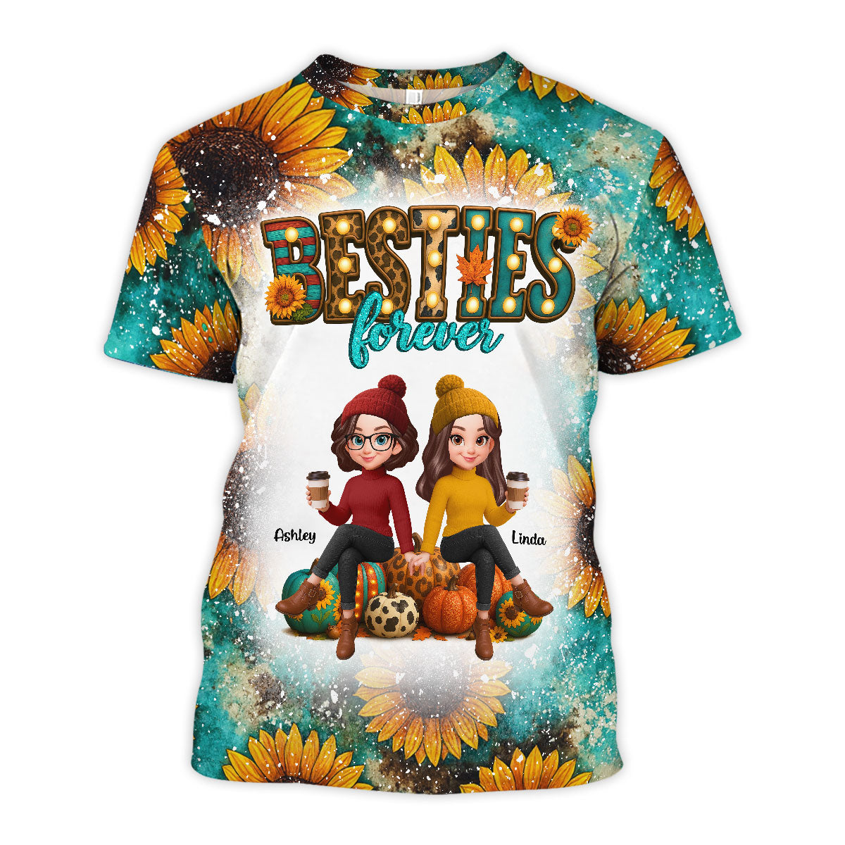Fall Season Besties Trouble Together Western Pattern - Personalized Shirt - Gift For Best Friends
