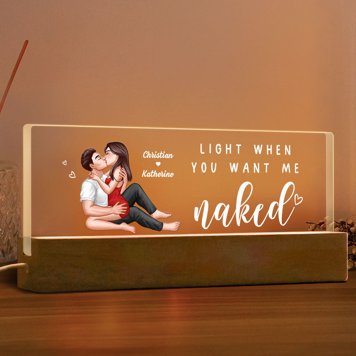 Light When You Want Me Naked Personalized LED Night Light, Gift For Him