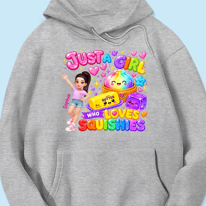 Just A Girl Who Loves Squishies - Personalized Shirt - Christmas Gift For Girl, Granddaughter, Daughter