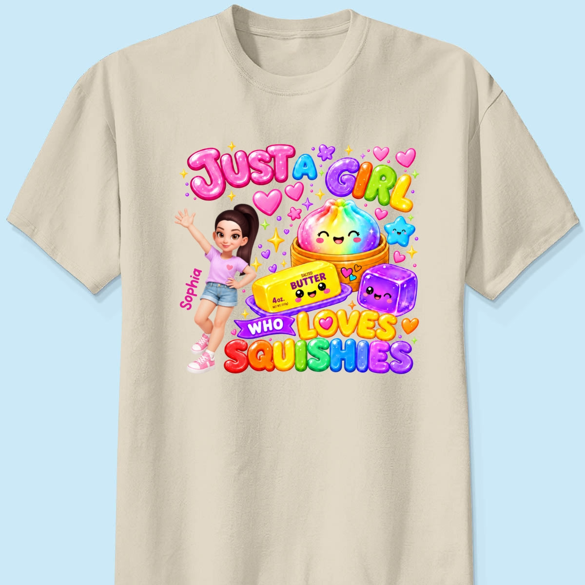 Just A Girl Who Loves Squishies - Personalized Shirt - Christmas Gift For Girl, Granddaughter, Daughter