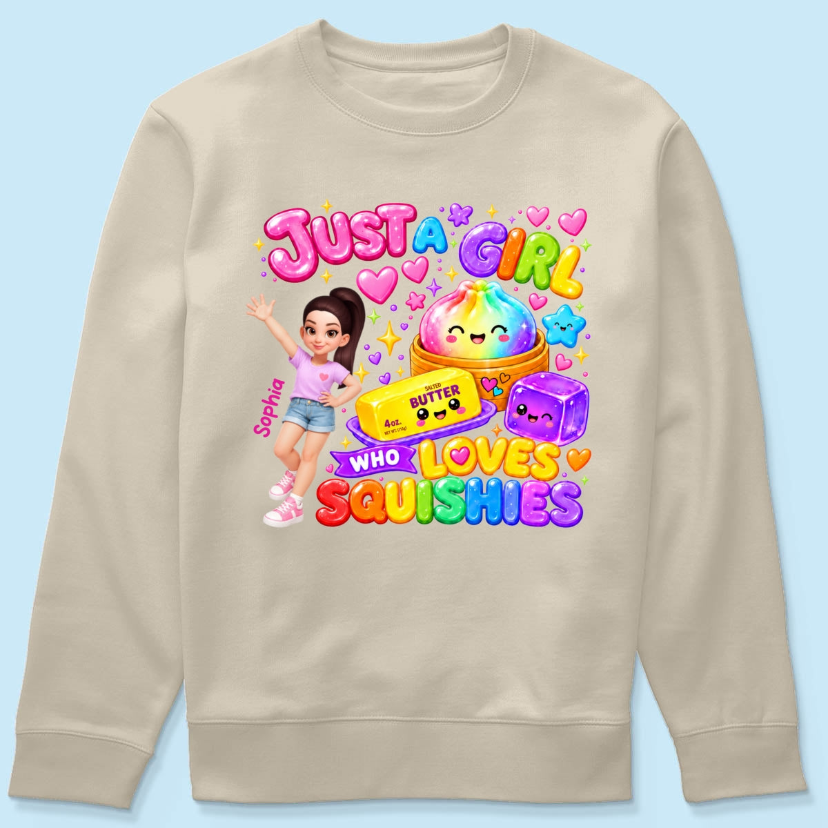 Just A Girl Who Loves Squishies - Personalized Shirt - Christmas Gift For Girl, Granddaughter, Daughter
