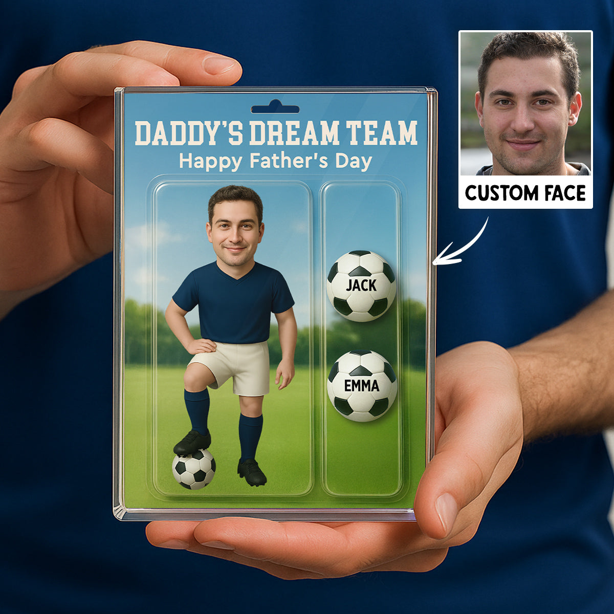 3D Effect Soccer Dad Daddy's Dream Team Custom Figure Personalized Rectangle Flat Acrylic Block Plaque