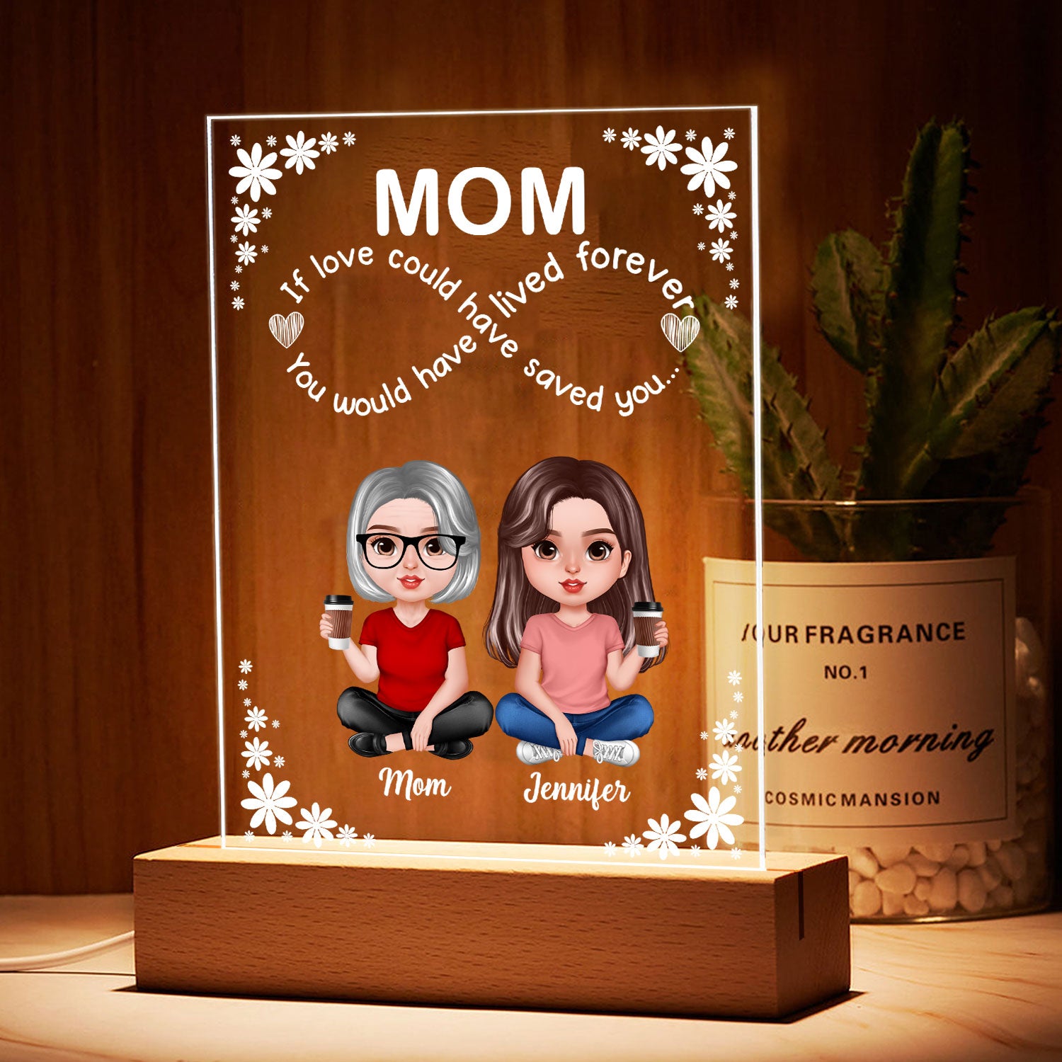 Mom Realistic Infinity Love Personalized Acrylic LED Night Light