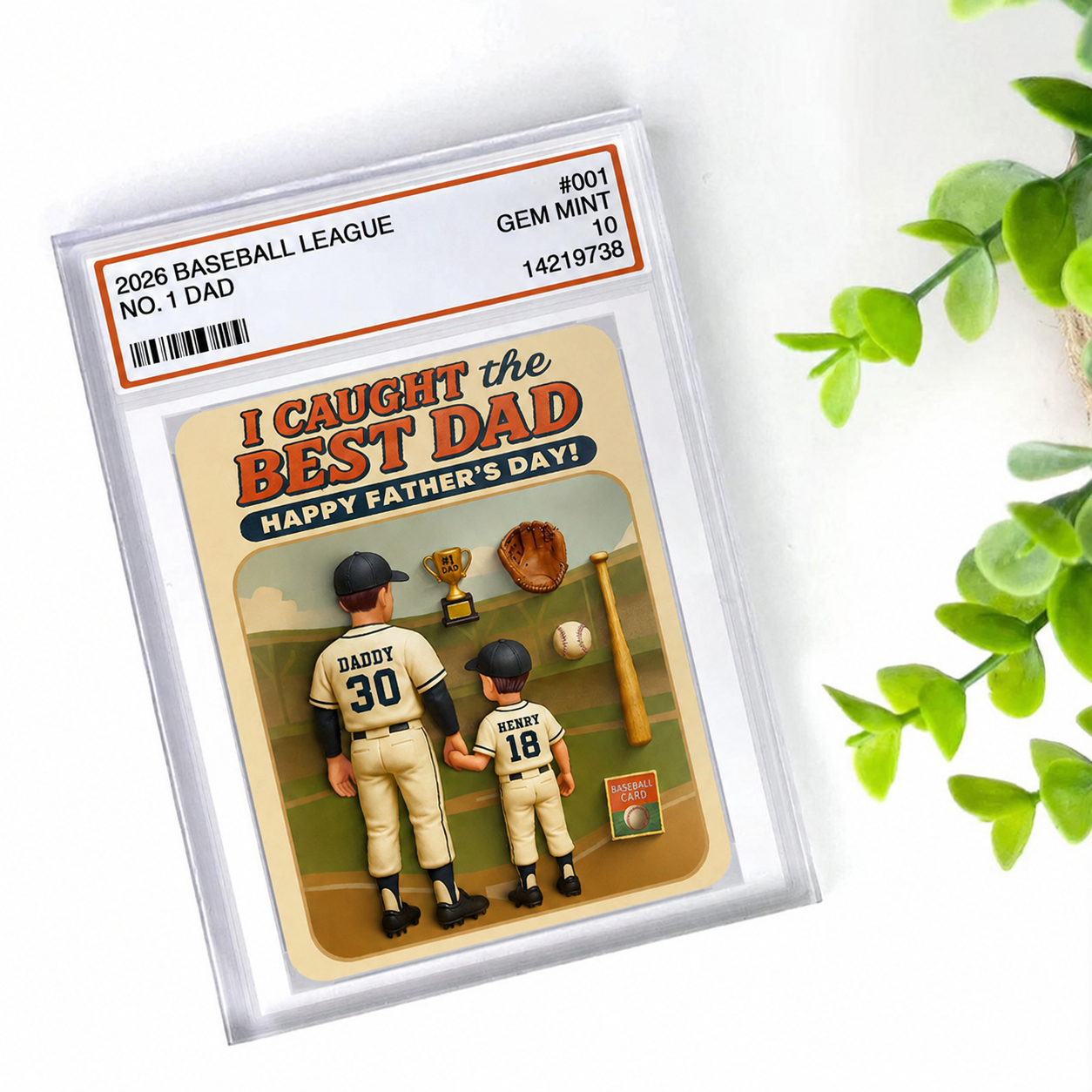 I Caught the Best Dad Baseball Trading Card Personalized Acrylic Block Plaque,  Gift for Dad, Gift for Husband