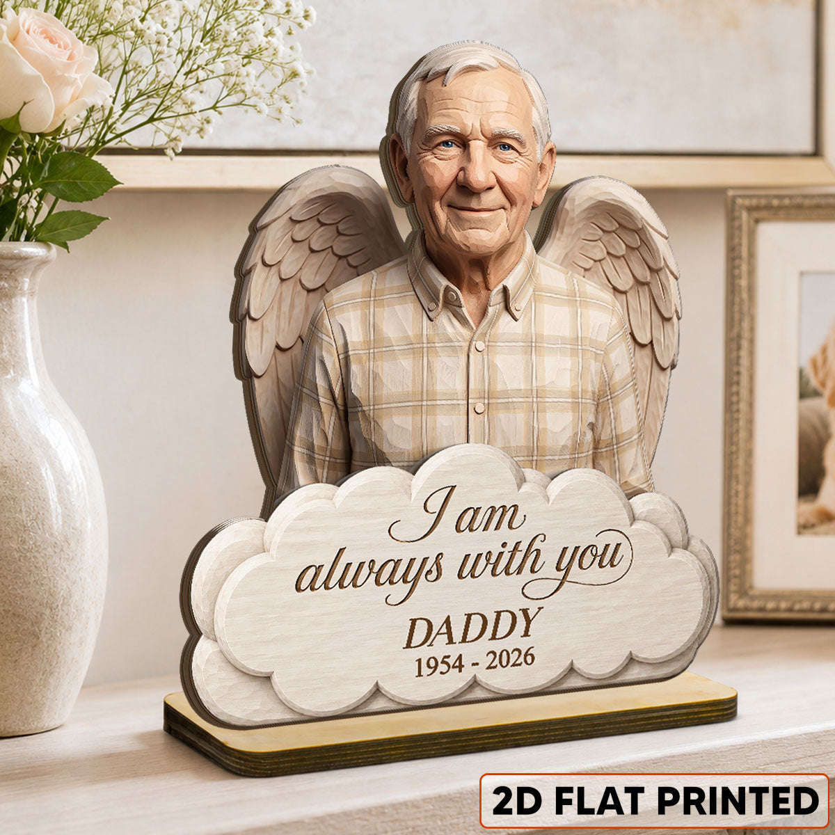 Always With You Custom Photo of Lost Loved One - Personalized 2-Layered Wooden Plaque - Memorial Gift, Sympathy Gift