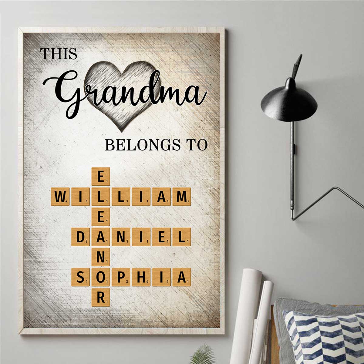 This Grandma Belongs To Grandkids Crossword Puzzle Art Personalized Poster