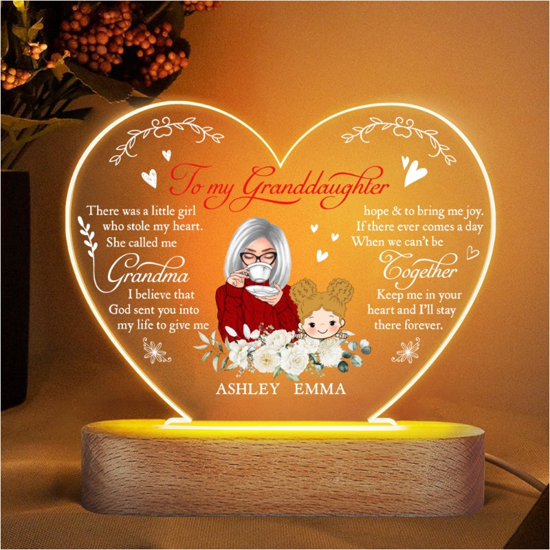 To My Granddaughter Grandson Personalized Heart Plaque LED Night Light