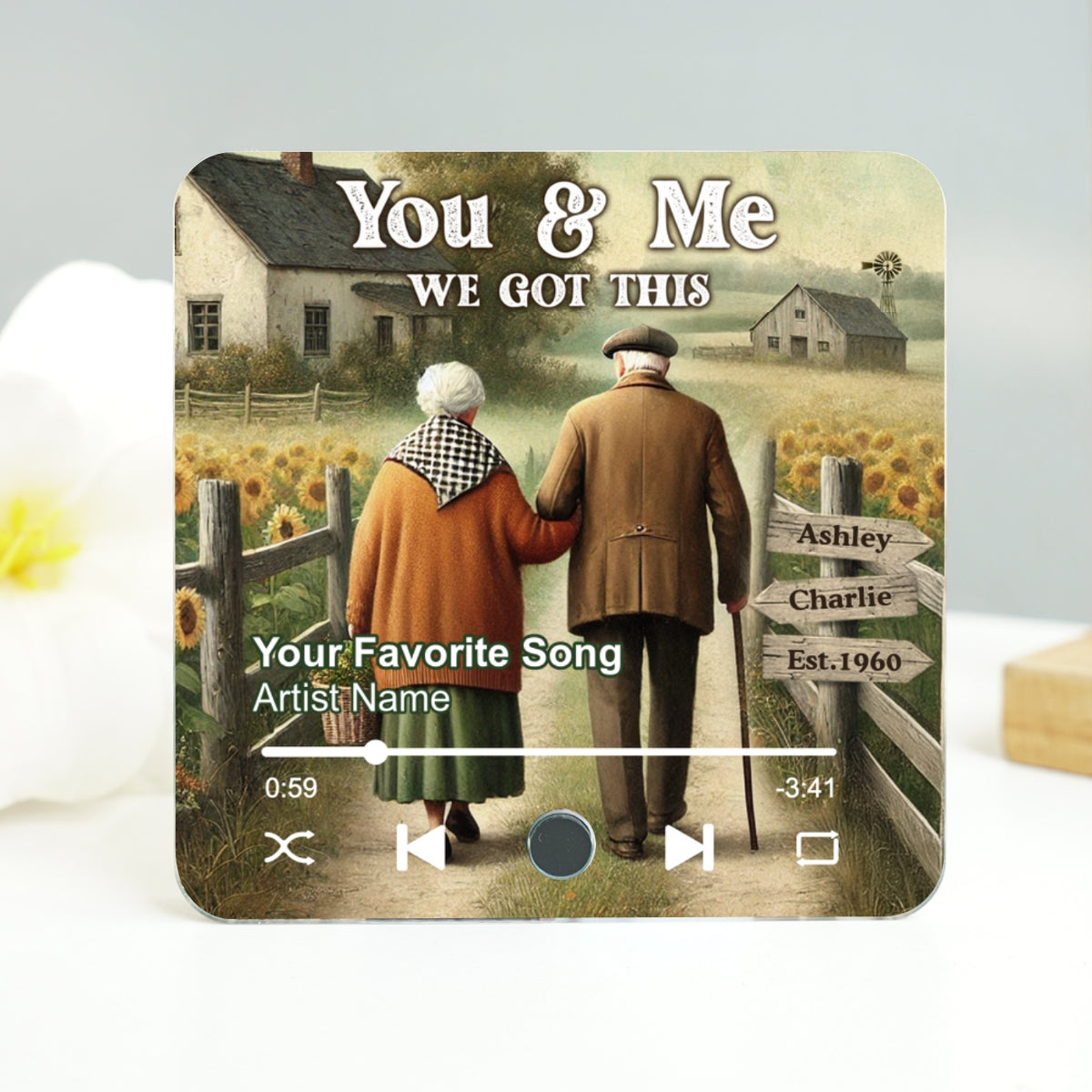 Eternal Love Couple Growing Old Together - Personalized Music Fridge Magnet - Heartfelt Gift For Couple, For Him, For Her, Husband, Wife
