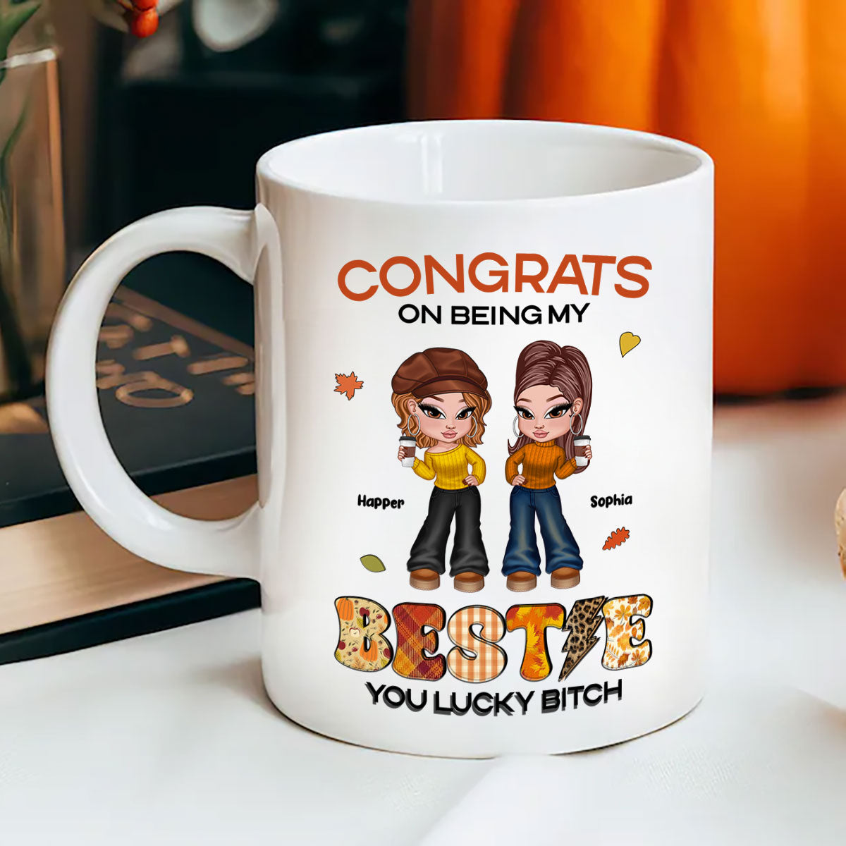 Congrats On Being My Bestie Sister Fall Season Y2K Style Personalized Mug
