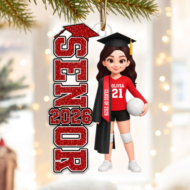 Senior Volleyball Player Graduation - Personalized Acrylic Ornament - Christmas Gift For Boy, Girl, Grandkids