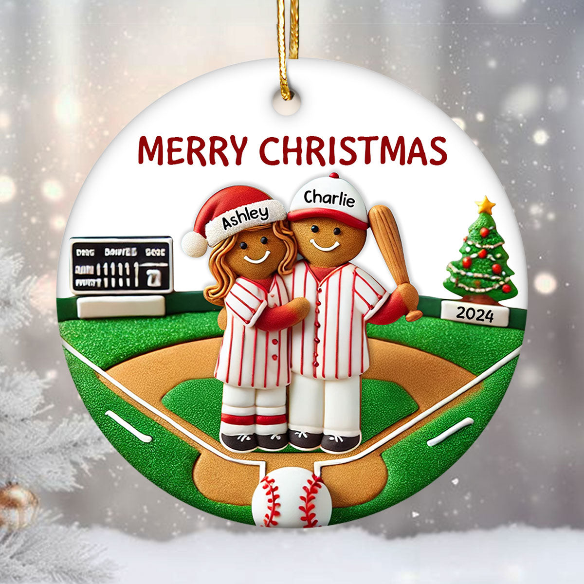 Baseball Family On The Field Sport Lover Personalized Ceramic Ornament