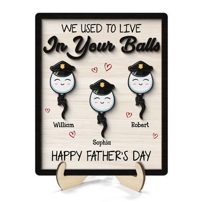 We Used To Live In Your Balls Father's Day Gift Personalized 2-Layer Wooden Plaque
