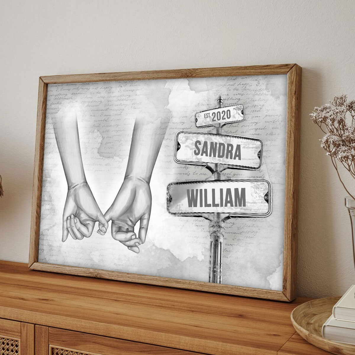 Personalized Vintage Couple Hands Pinky Promise Post Sign Poster,  Gift Anniversary Gift for Couples