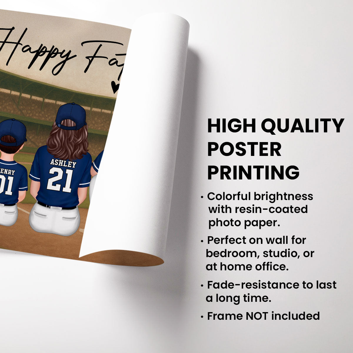 Retro Vintage Baseball Family Daddy's Dream Team Personalized Poster| Heartfelt Father's Day Gift For Dad, Husband