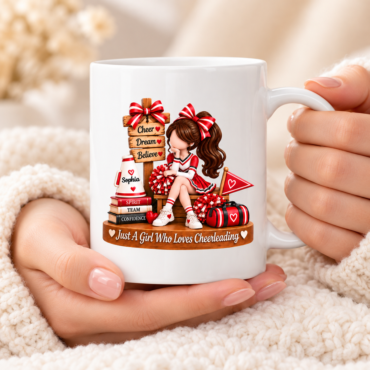 Just a Girl Who Loves Cheerleading - Personalized Mug - Christmas Gift for Daughter, Granddaughter