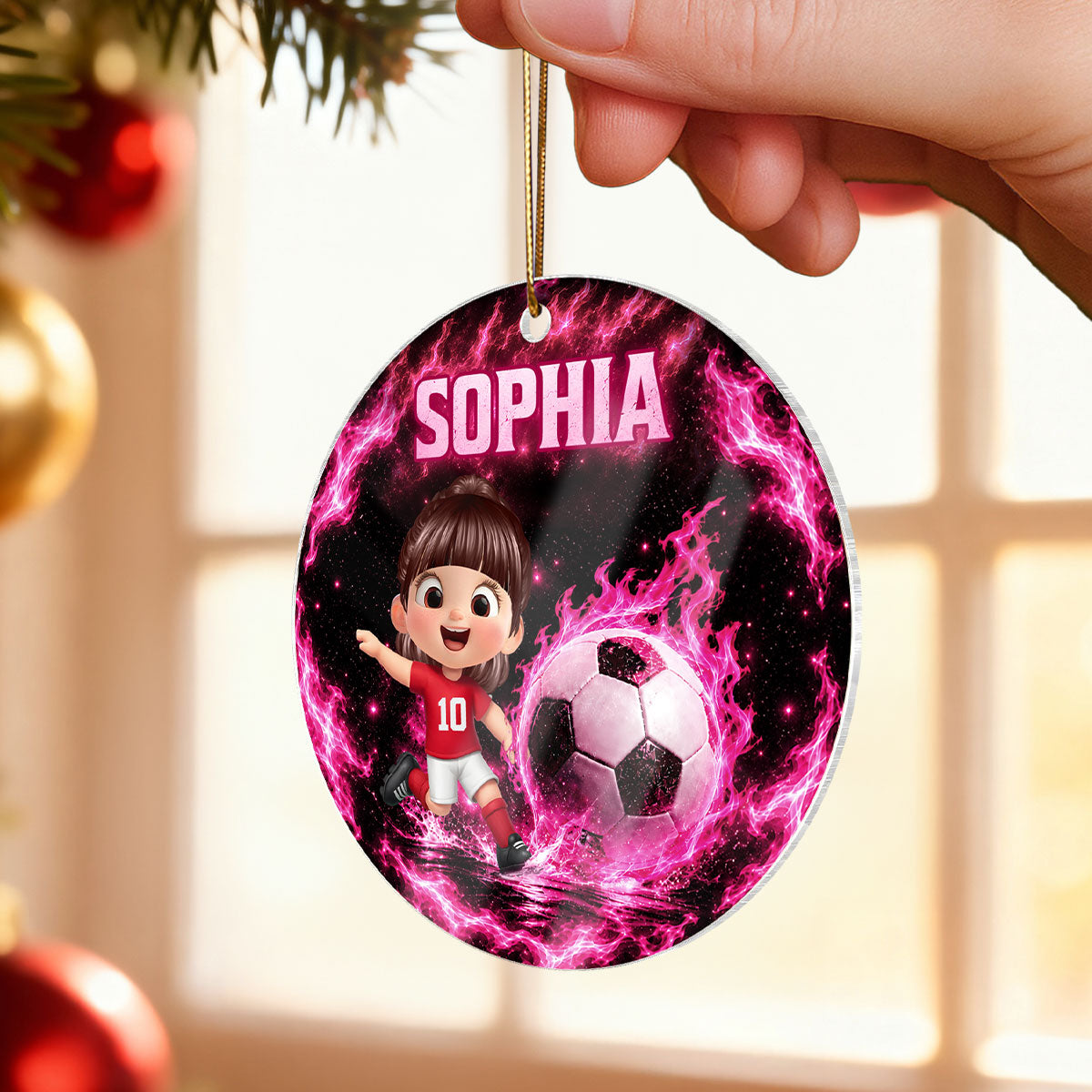 Soccer Trendy Design Ornament for Boys Girls - Personalized Acrylic Ornament - Christmas Gift for Daughter, Son, Grandkids