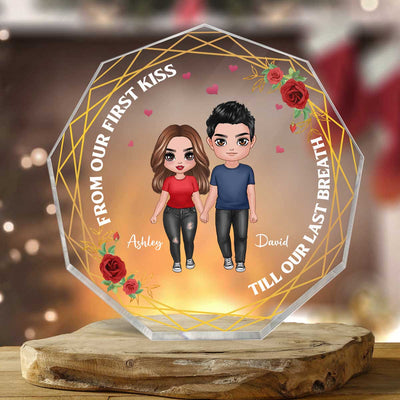 Doll Standing Couple Personalized Nonagon Acrylic Plaque - Gift For Him Gift For Her