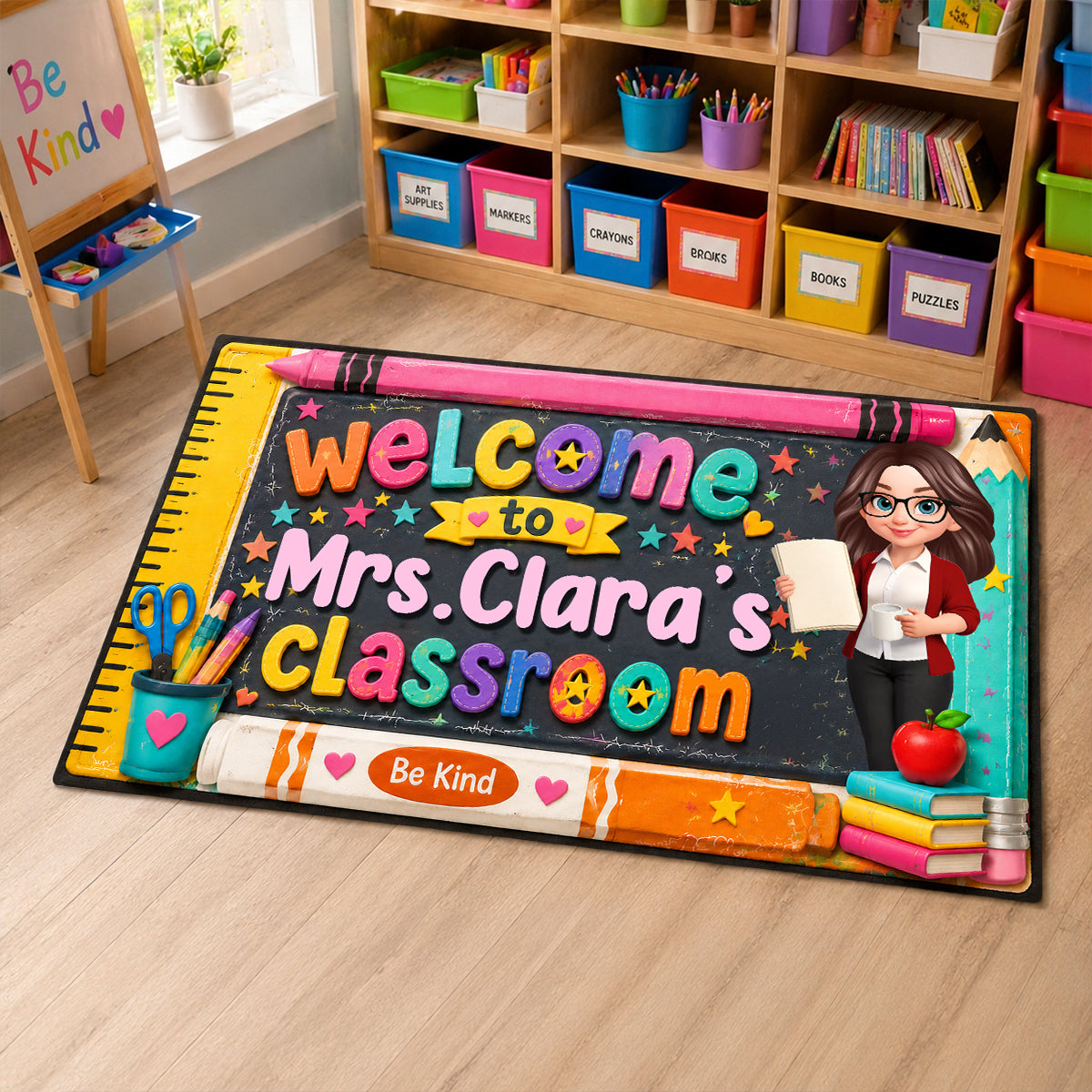 Be Kind Warm Welcome Teacher - Personalized Doormat - Back To School Gift For Teacher, Classroom Decor