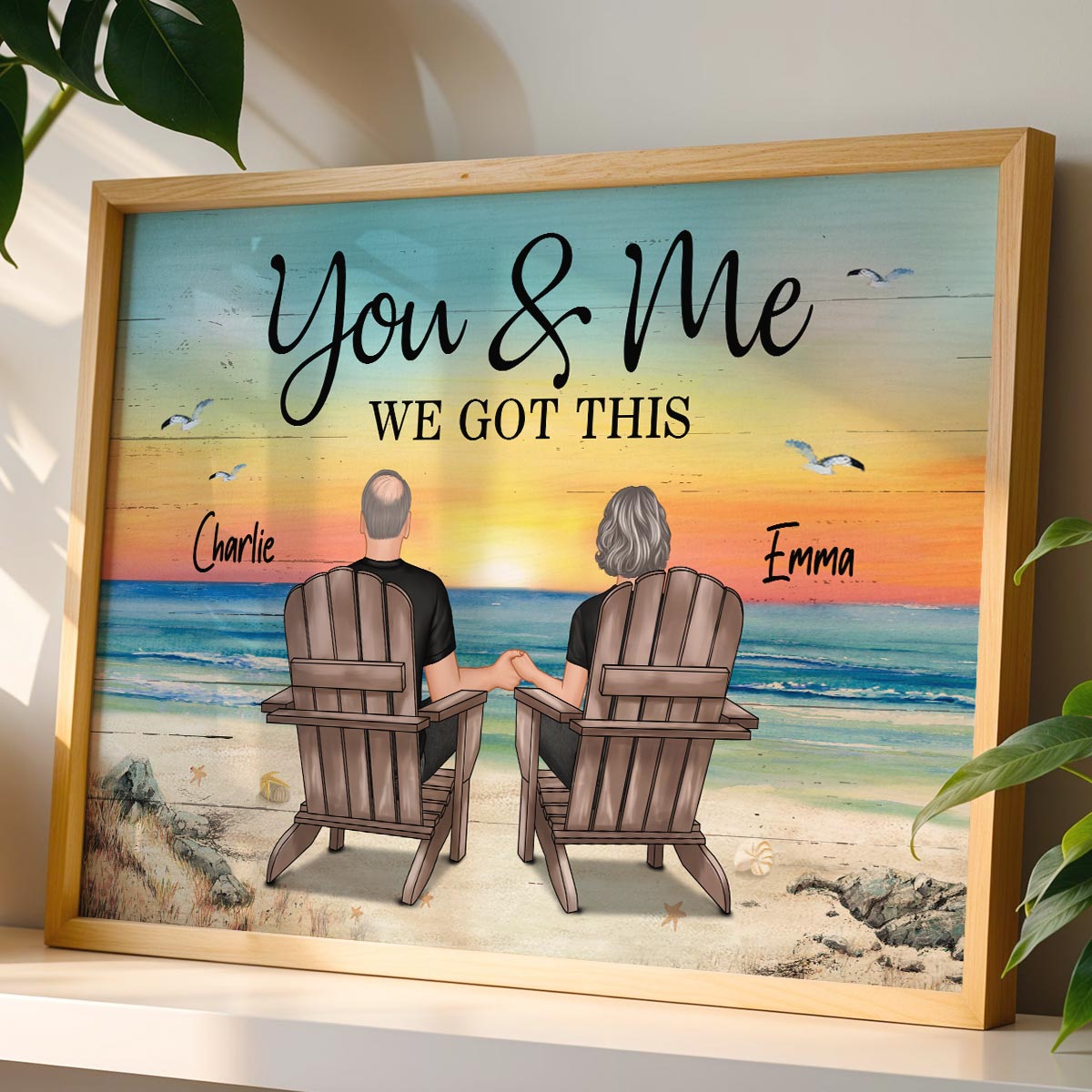 Eternal Love Couple Beach Landscape Retro Vintage Personalized Poster, Heartfelt Anniversary Gift, Wedding Gift, Birthday Gift For Couple, For Him, For Her