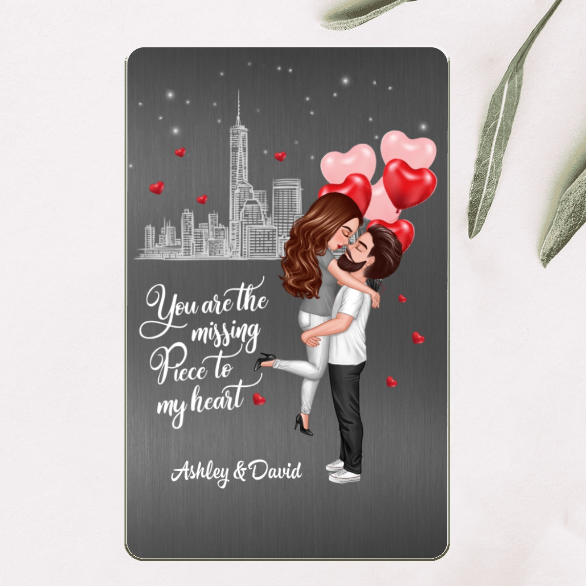 The Missing Piece To My Heart Couple Personalized Metal Wallet Card