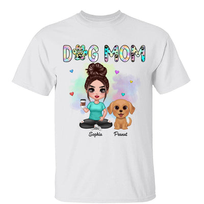 Pastel Paw Patterns Dog Mom Watercolor Cute Dogs Personalized Shirt