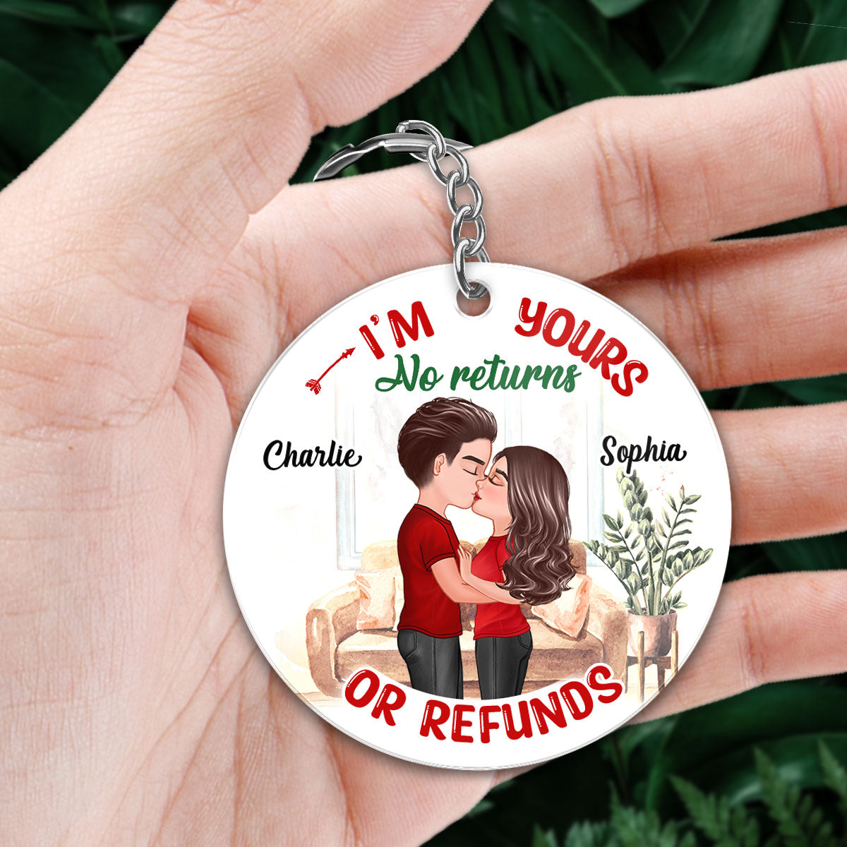 I‘m Yours No Returns Or Refunds Couple QR Code Scannable Personalized Acrylic Keychain