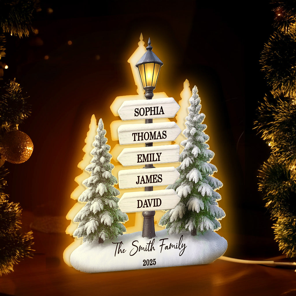 Christmas Family Lamp Posts Directional Signs - Personalized Light Box - Gift For Family