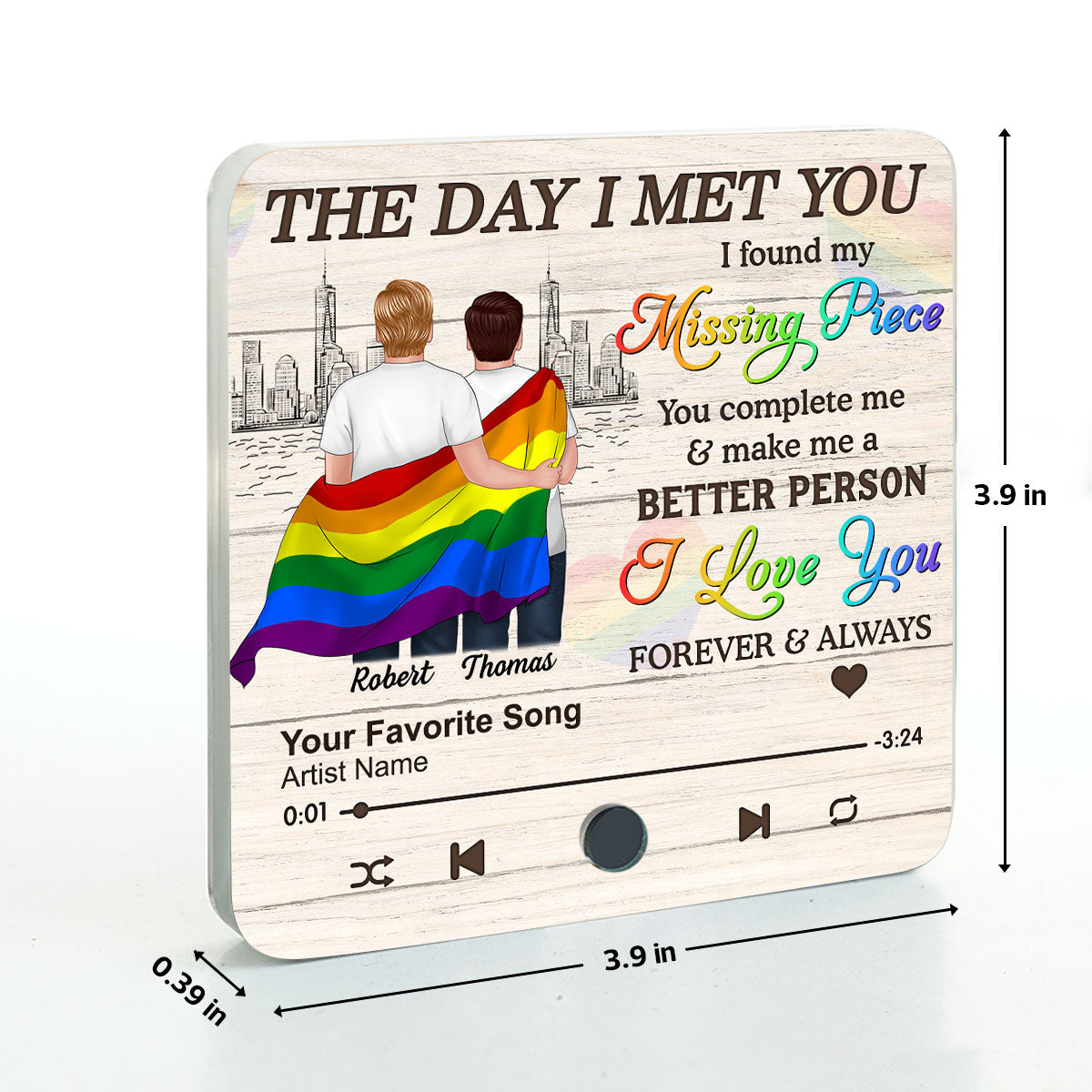 Pride Month LGBT Couple The Day I Met You Personalized Music Fridge Magnet, Gift For Couple