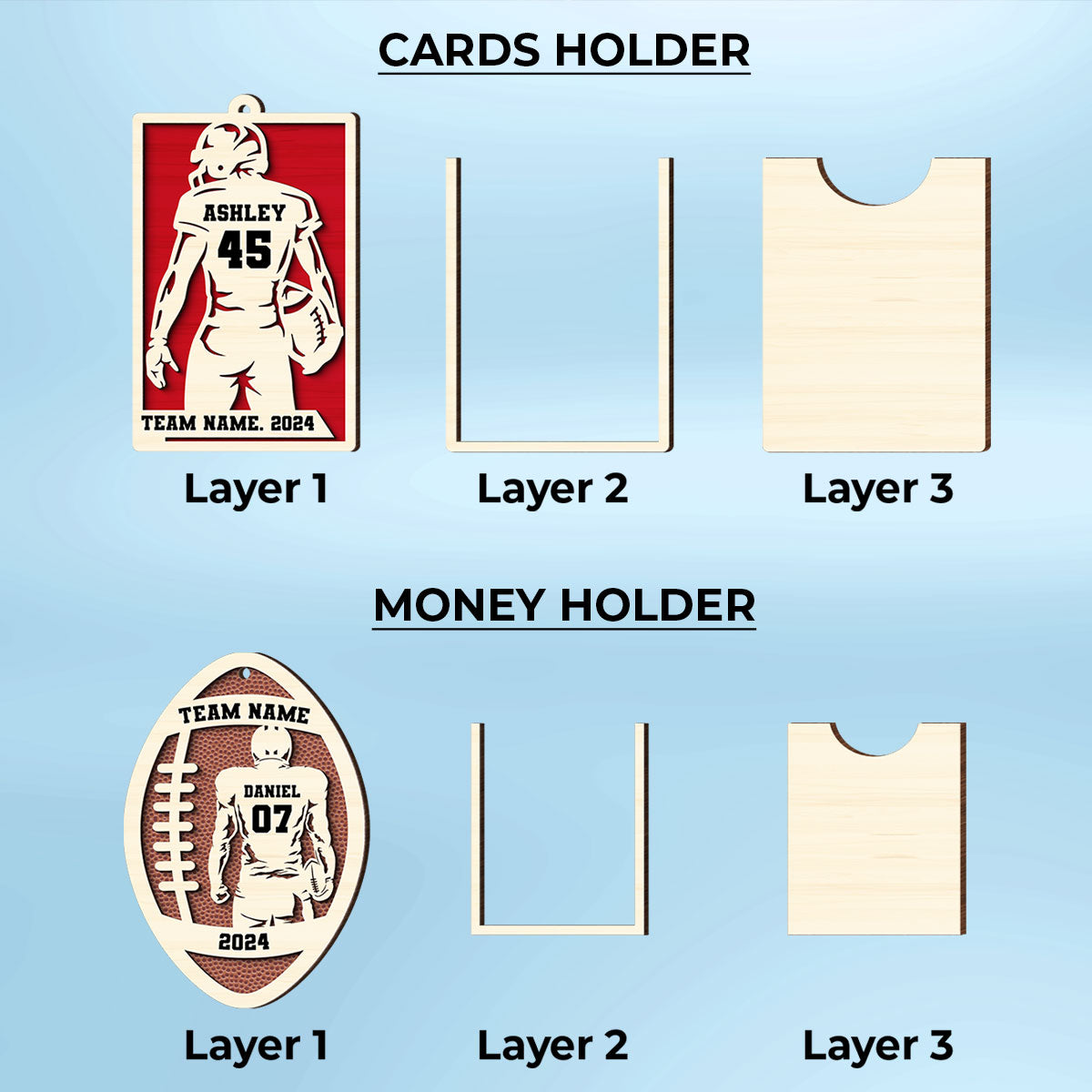 Personalized Football Money Gift Card Holder Ornament, Unique Gift For Football Player, Football Lover, Teenage Son, Grandson, Nephew, Husband, Boy Friend