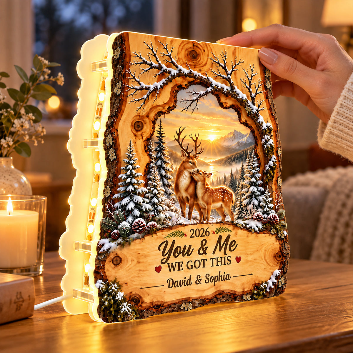 Deer Couple We Got This - Personalized Light Box - Heartfelt Christmas Gift for Her, for Him