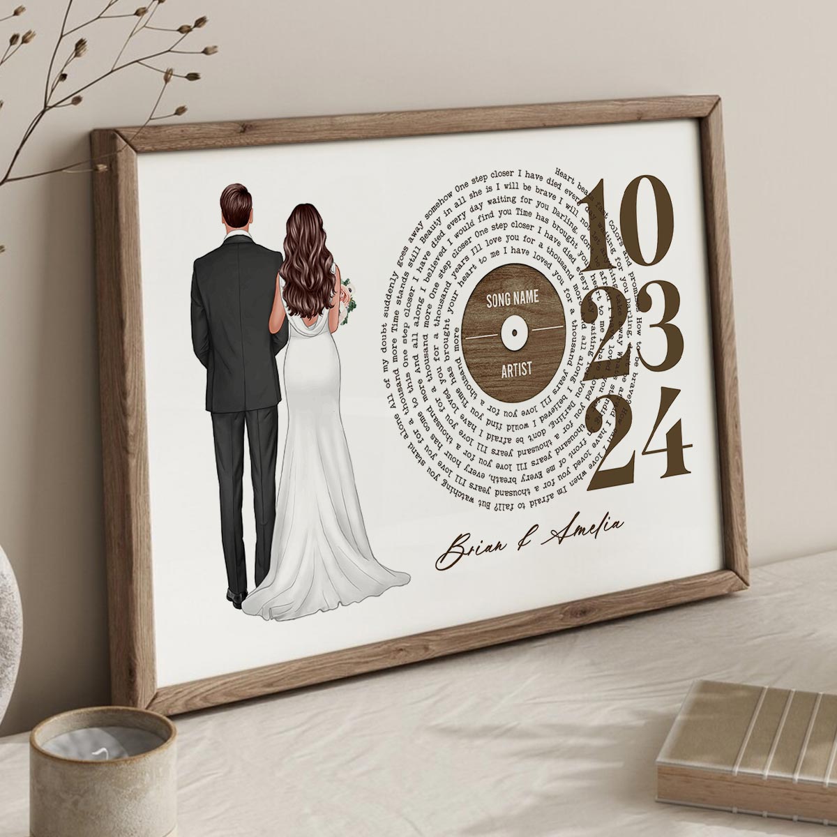 Couple Anniversay Date Custom Vinyl Lyrics Personalized Poster, Wedding Song Dance,  Gift for her & for him