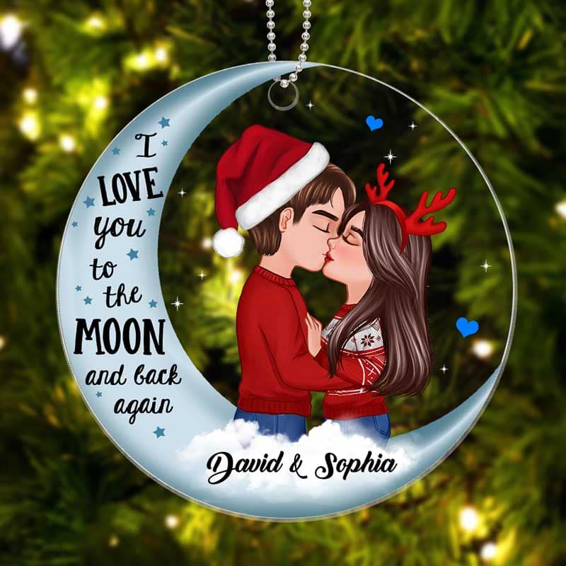 Couple Love To The Moon Personalized Acrylic Ornament