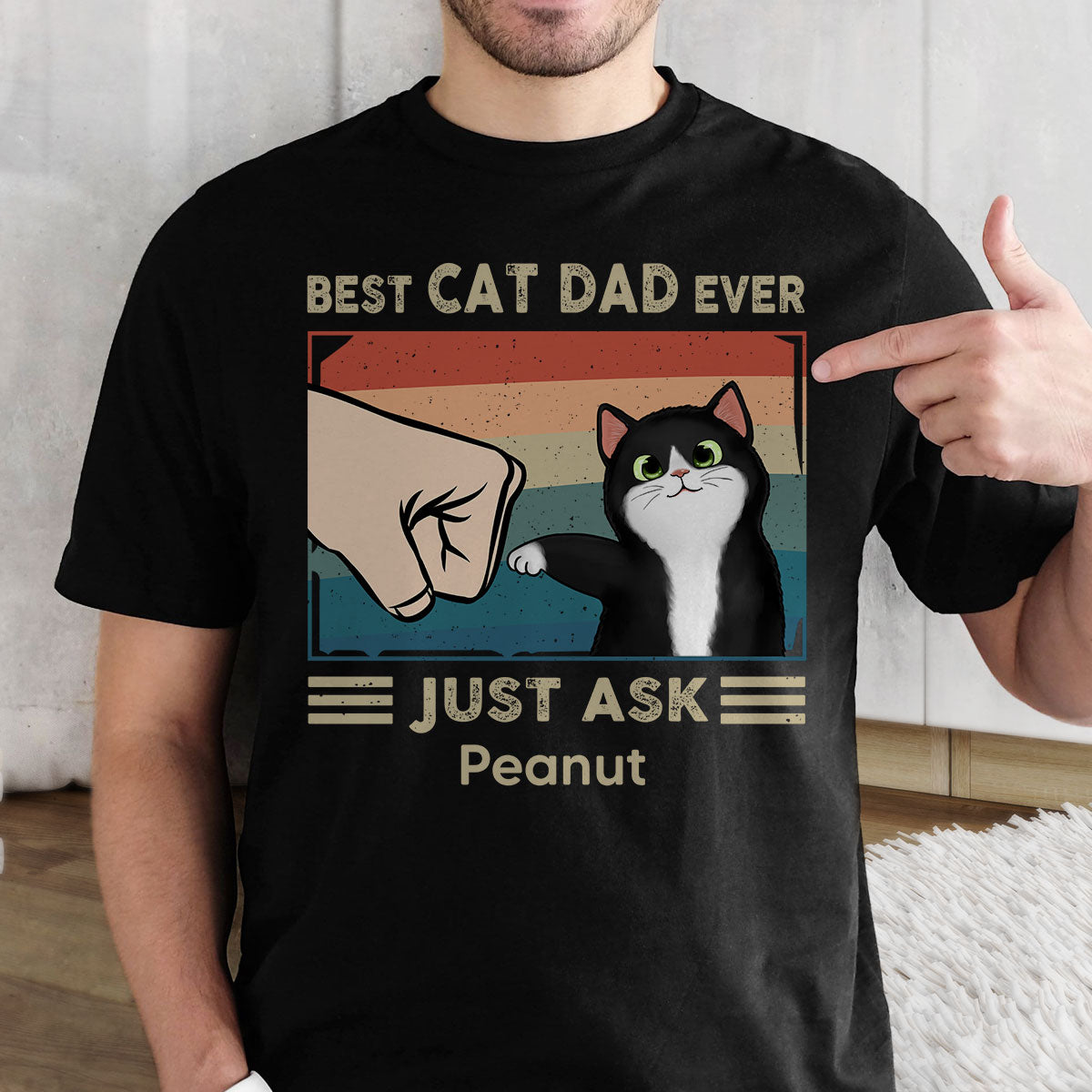 Best Cat Dad Ever Just Ask Fluffy Cats Retro Personalized Shirt