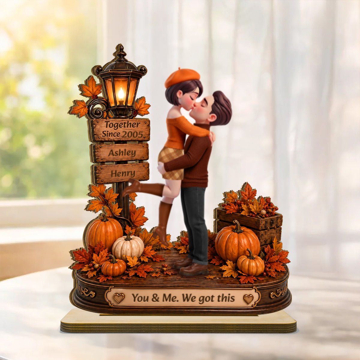 Cozy Fall Couple We Got This - Personalized 2-Layered Wooden Plaque - Fall Season Decor Gift, Gift For Couple