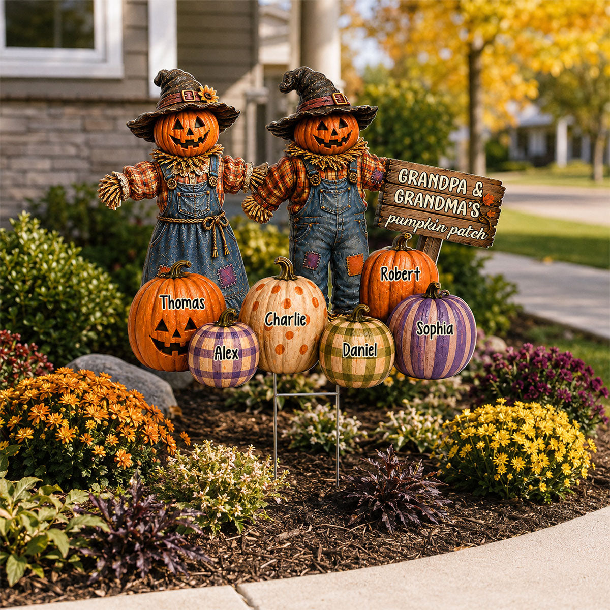 Halloween Fall Scarecrow Grandpa Grandma's Pumpkin Patch - Personalized Yard Sign - Fall Decor For Grandparents