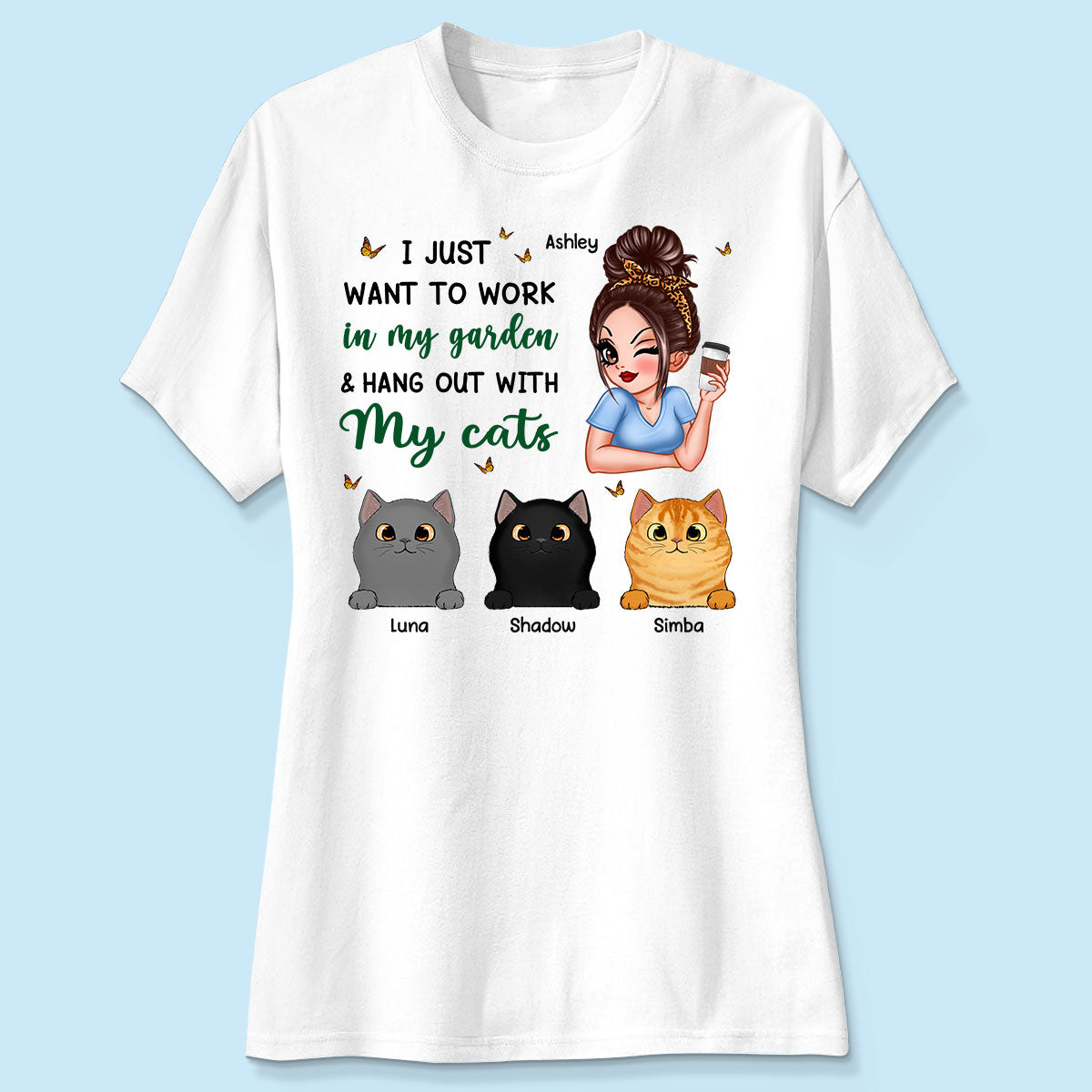 Work In My Garden And Hang Out With My Cats Plant Lady Personalized Shirt