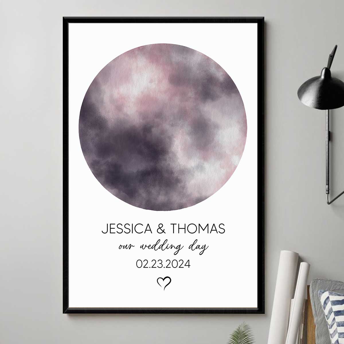 Couple Special Custom Moon Phases Anniversary Date Personalized Poster, Anniversary Gift, Wedding Gift For Couple