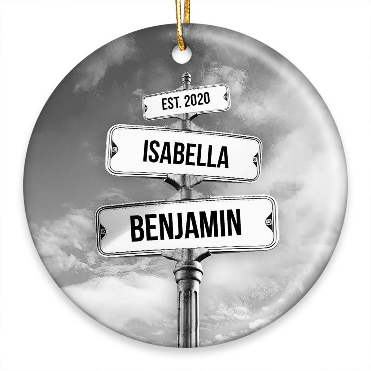 Couple Name Vintage Street Sign Personalized Ceramic Ornament, Christmas Gift For Couple