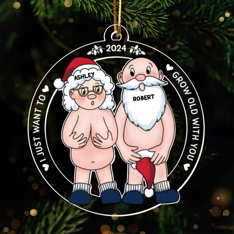 Funny Old Couple Personalized Circle Acrylic Ornament Christmas Gift for Him for Her
