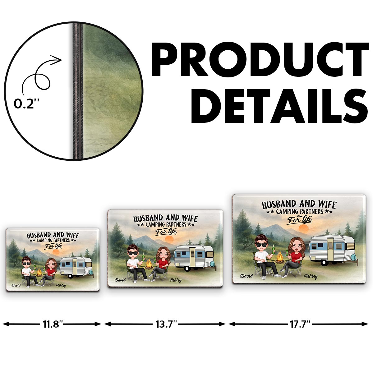 Doll Camping Couple Mountain Personalized Wood Sign
