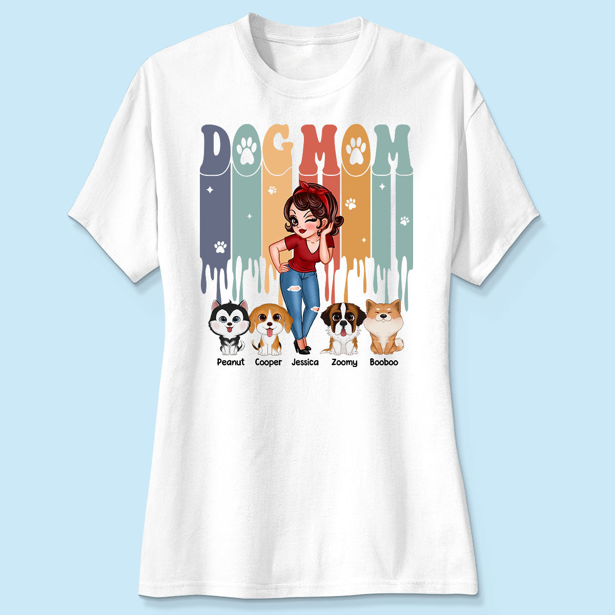 Dog Mom Retro Vintage Melting Personalized Shirt