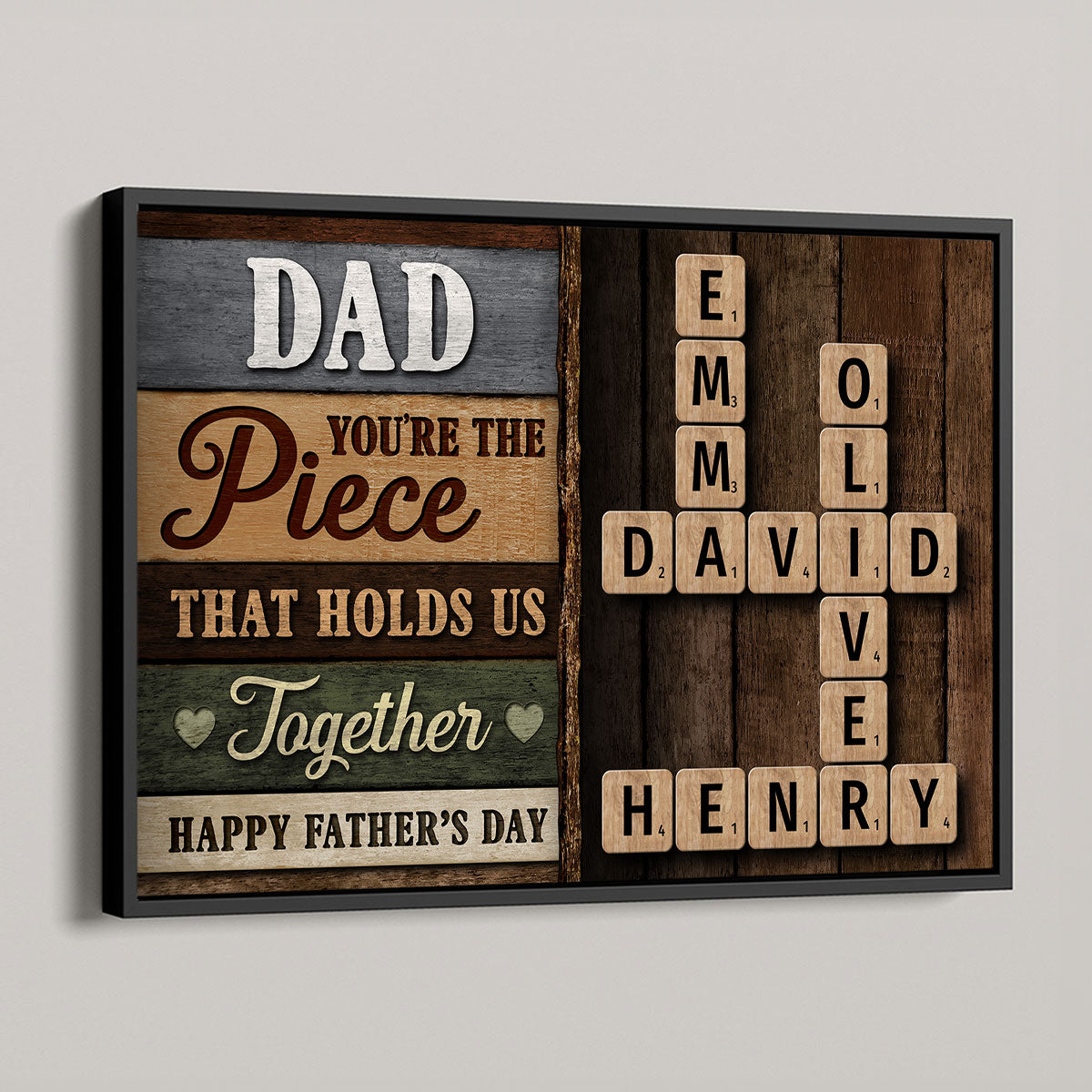 Colored Wood Pallet Dad You Are The Piece That Holds Us Together Crossword Puzzle Art Personalized Poster