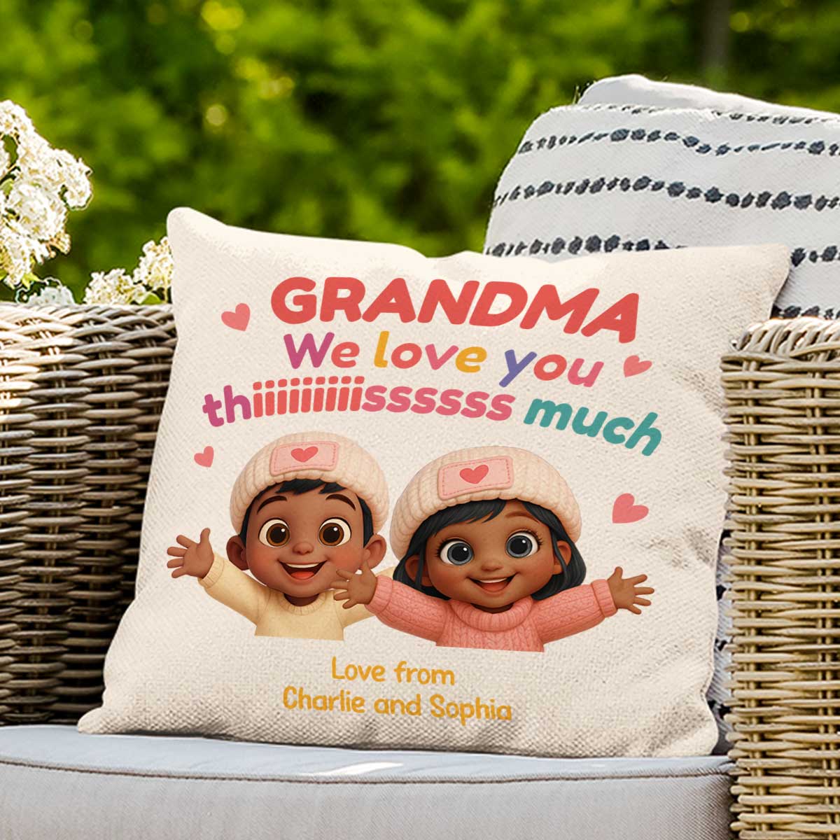 Grandma We Love You This Much Personalized Pillow, Gift for Grandma