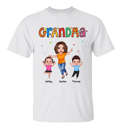 Beautiful Patterns Happy Doll Grandma And Grandkids Personalized Shirt