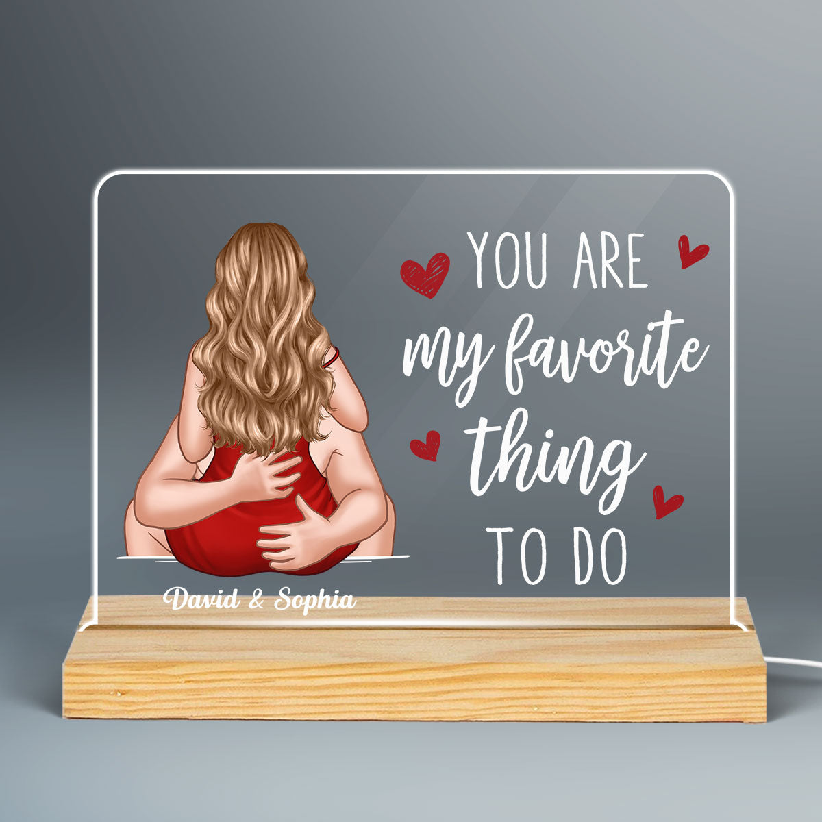 Minimalist Couple Kiss Passionate Glow Personalized Custom Shape Acrylic Plaque LED Night Light